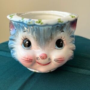 Vintage Lefton Miss Priss Cat Sugar Bowl 1508 Anthropomorphic Kitty‎ Head…